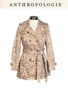 ANTHROPOLOGIE DAUGHTERS OF THE LIBERATION SUBTLE SURVIVAL TRENCH COAT SIZE 2
